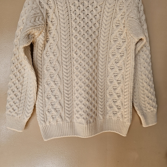 Aran Sweater Market Merino Wool Cream Chunky Fisherman Cable Knit S Heritage NWT - Picture 5 of 16